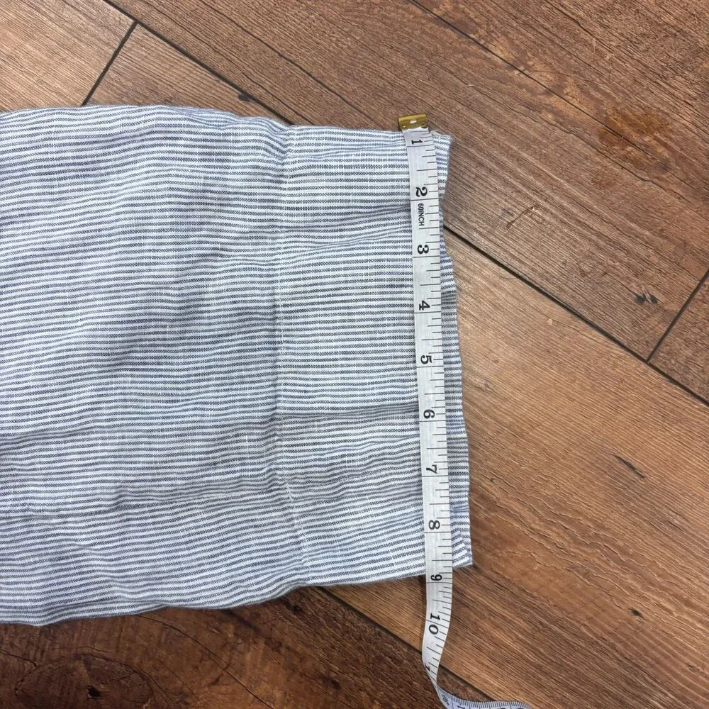 Quince 100% European Linen Square Neck Jumpsuit Womens M Blue Stripe NO BELT